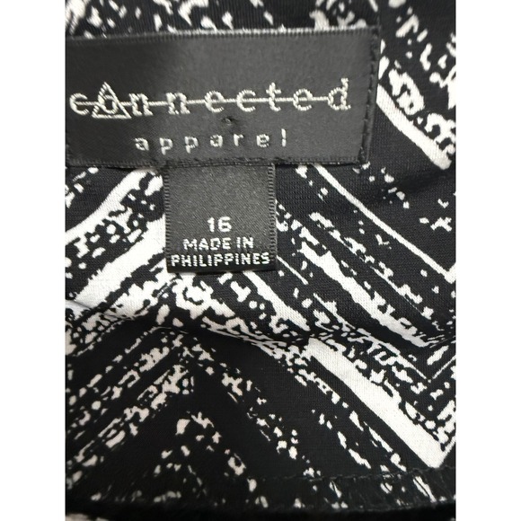 Connected Apparel Black White Swing Dress Chevron Style Sleeveless Size 16 - Picture 4 of 5